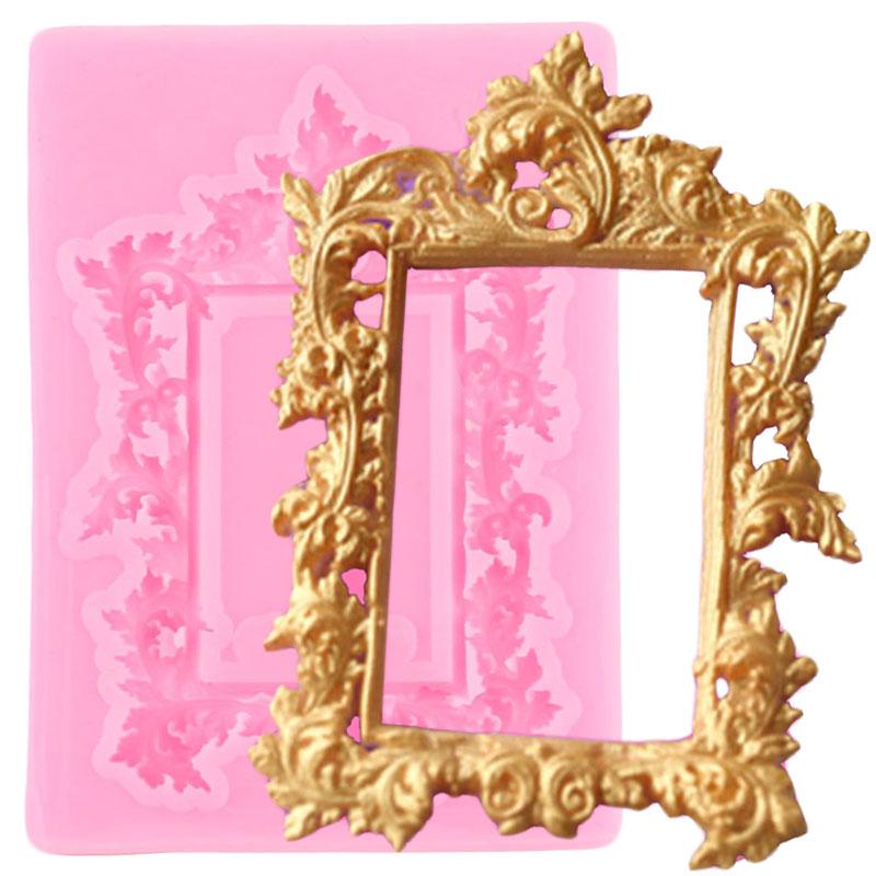 DIY Spiegelrahmen Fondant Kuchen Dekorieren Werkzeuge Schokolade Kuchen Silikonformen Küche Backformen gelb