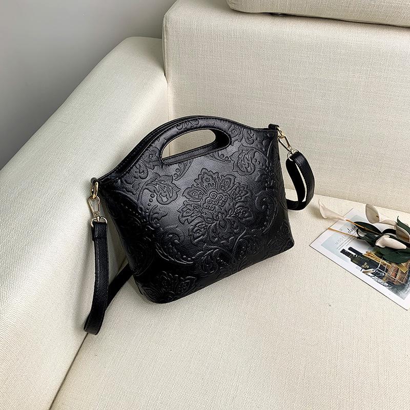 Frauen Tasche Weibliche Tasche Handtasche Nationalen Wind Tasche Schulter Geschlungen Mittleren Alters Weibliche Tasche One Size schwarz