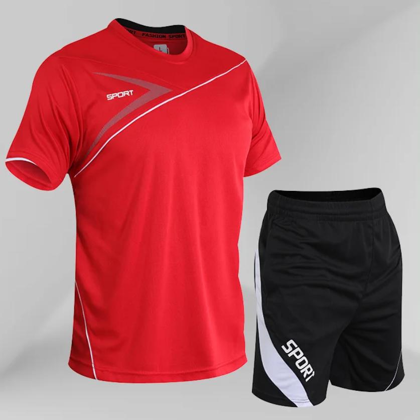 Trainingsanzug Herren Set Herren 2 Stück Sets Sommer Freizeitkleidung Fitness Trainingsanzüge Set XXL kadmium rote