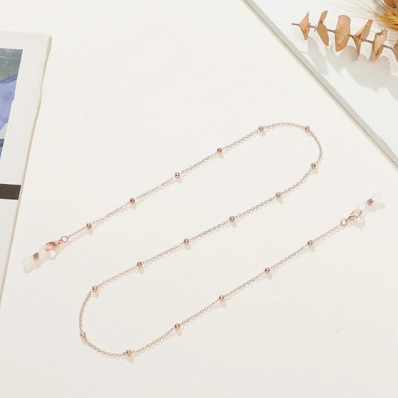 Modische Brillenperlen-Brillenkette für Frauen, Sommerperlen zum Aufhängen, Maskenband, handgefertigte Halskette, Sonnenbrillen-Lanyard one size rose gold