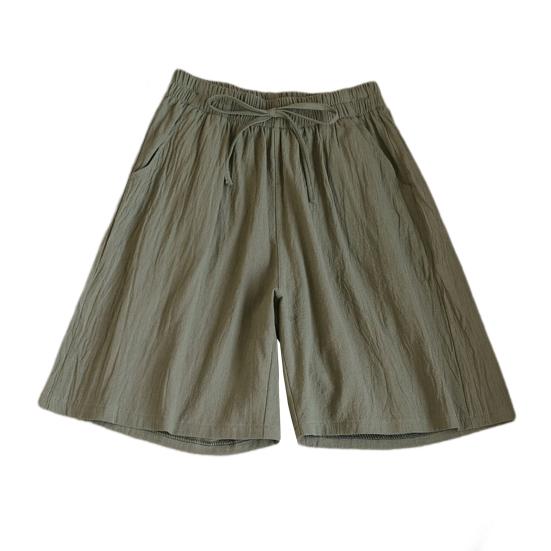 Damen Shorts Sommer Casual Loose Fit Shorts Elastische Taille Kordelzug Taschen Shorts Einfarbig Weites Bein Lose Kurze Hosen Streetwear 2XL armee grüne