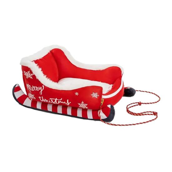 Weihnachten Plüsch Schlitten Haustierbett Indoor Klein Mittel Hund Katze Sofa Bett Winter Warm Flauschig Kätzchen Welpe Schlafnest Haustierbedarf M
