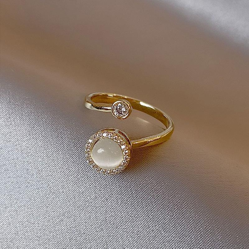 Mode Rotierenden Ring Frauen Mondstein Zirkon Hochzeit Öffnung Ring Einstellbar Mädchen Schmuck Geschenk