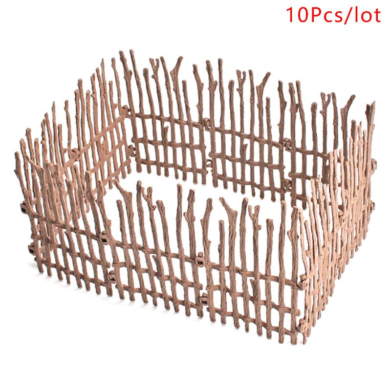 Diy Kinderspielzeug Simulation Tiere Bauernhof Geflügel Zaun Modelle Weide Zoo Zaun hellbraun