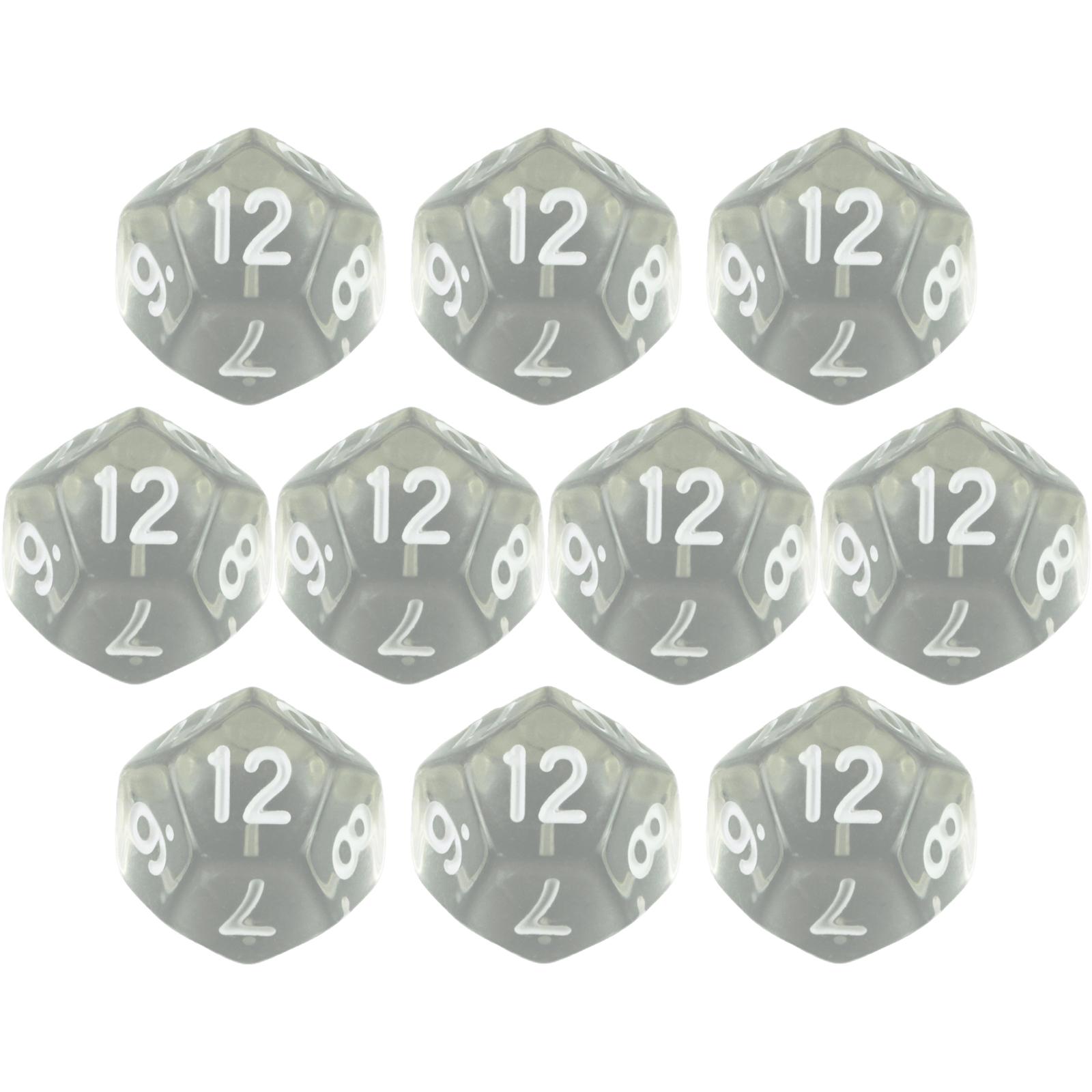 Premium DND Würfelset D12 für Brettspiele und RPG mit lebendigen Farben, 10 Stück 12-seitige Unterhaltungs-Tischspielwürfel weiß