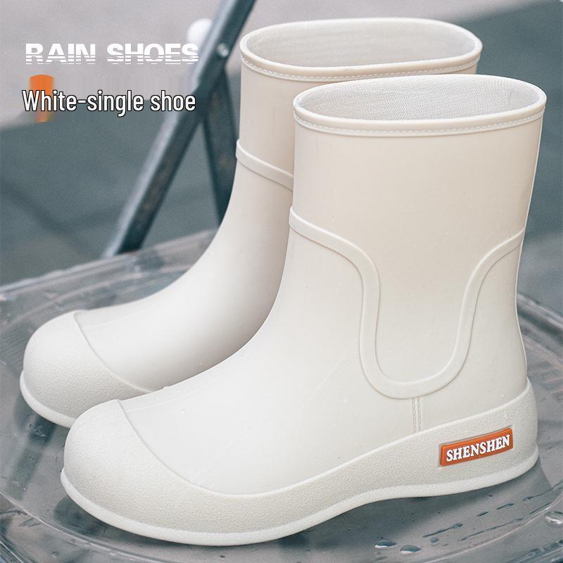 Damen Gummistiefel Knöchelhoch Wasserdicht Niedlich Koreanischer Stil - Rutschfest, Abriebfest, Lässige Outdoorschuhe 40 weiß