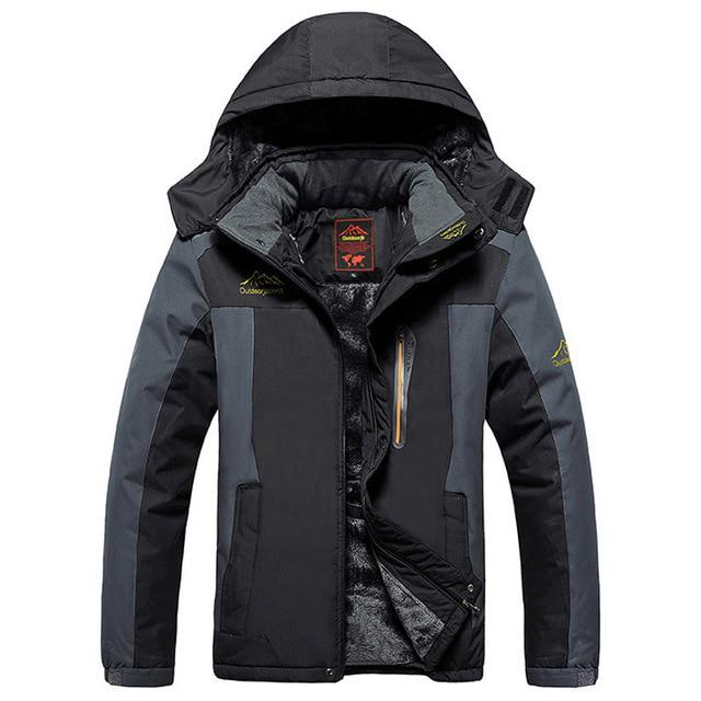 Outdoor Winter Fleece Militär Jacken Männer Wasserdichte Outwear Parka Herren Windjacke Warm Regenmantel Mantel 4XL schwarz