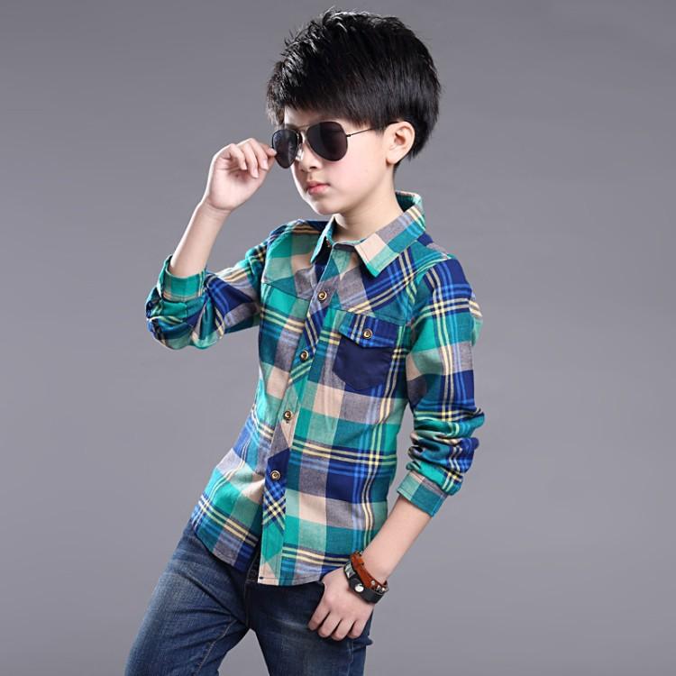 Frühling Baumwolle Kinder Kleidung Mode Casual Hübsches Hemd für Kinder Blusen Jungen Plaid Langarm Kleid Shirts 170 grün