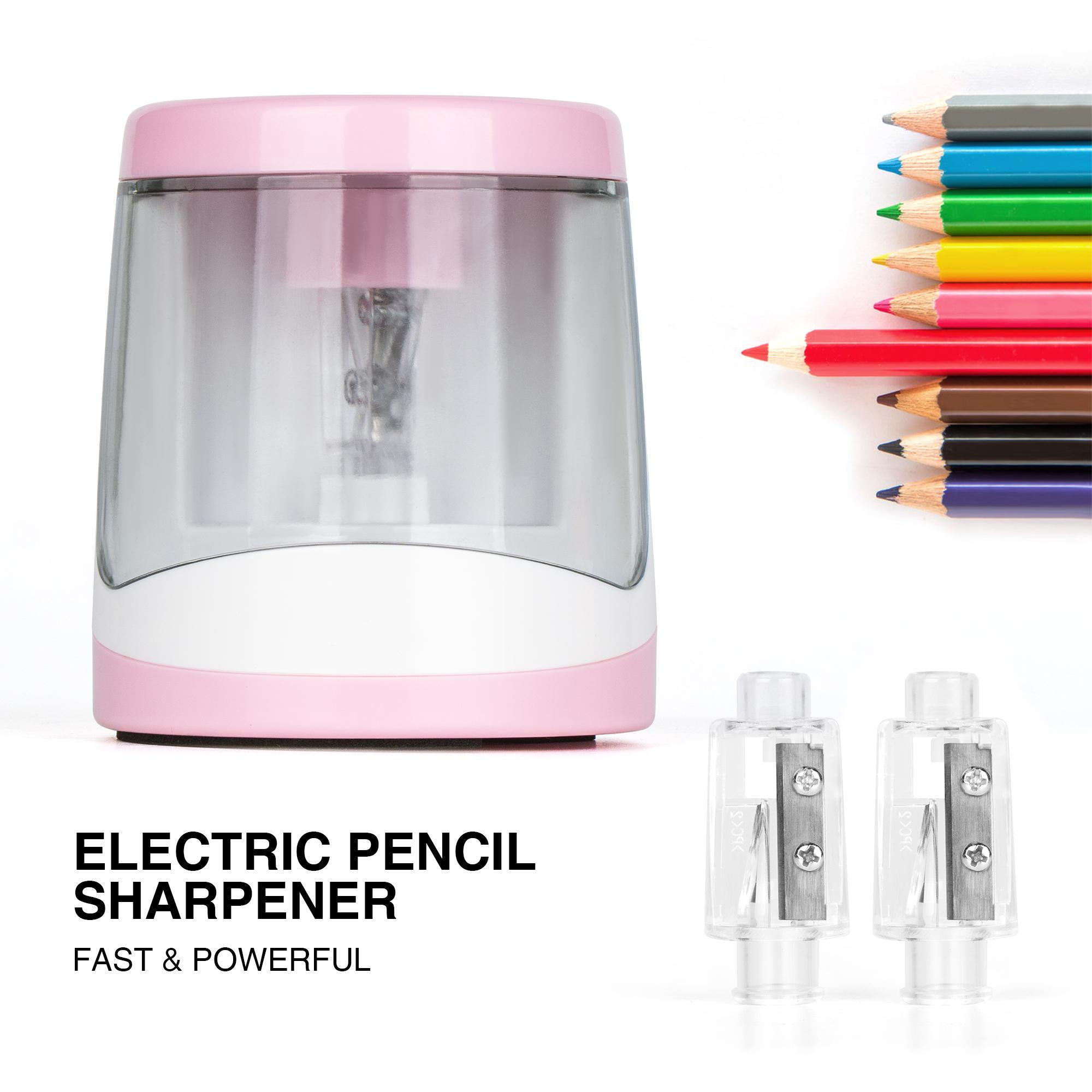 Elektrischer Bleistiftspitzer für den Schreibtisch, automatischer TouchSwitch-Bleistiftanspitzer, für Schule, Büro, Klassenzimmer, Schreibwaren rosa