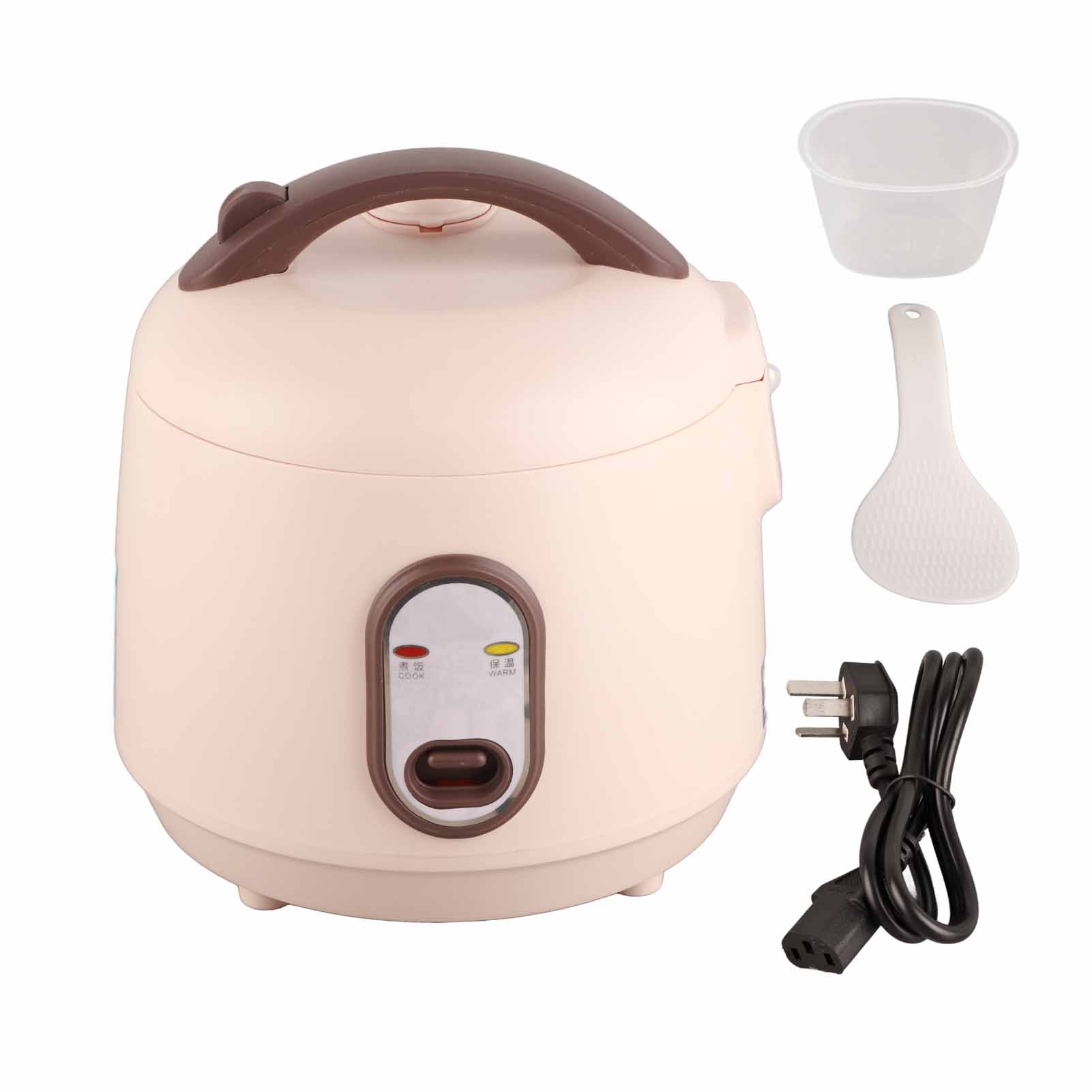 Mini-Reiskocher, Kunststofflegierung, multifunktionaler tragbarer, antihaftbeschichteter elektrischer Reiskocher, 2 l Innenauskleidung weiß