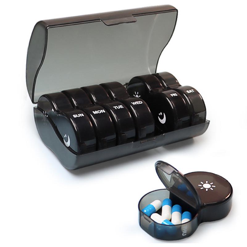 Tragbarer 7-Tage-Pillenorganisator und Reise-Aufbewahrungsbox für Nahrungsergänzungsmittel