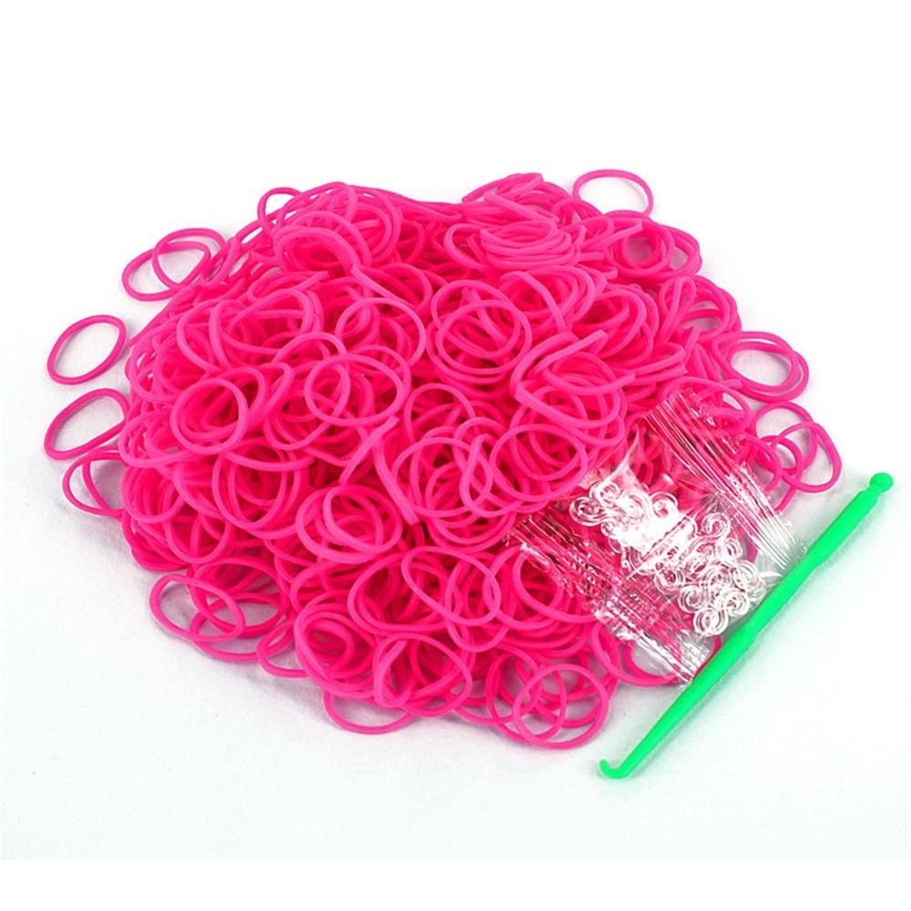 Weben Schnürung Regenbogen Candy Farbe DIY Armband Fußkettchen Gummi Loom Bands 600PCS Kinder Elastische Band rose rot