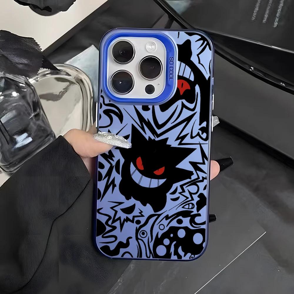 Anime Gengar Handyhülle für iPhone 16 15 14 Plus 13 12 11 Pro Max X Xs XR 8 7 Matt Bunt Silber Hartschale For 7 Plus or 8 Plus