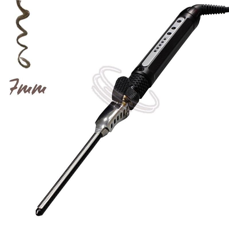 Lockenstab für Herren aus Keramik, 7 mm, Lockenstab für kleine Haare, Lockenwickler für tiefes Locken, Lockenwickler, Lockenstab, um 360 Grad drehbar EU