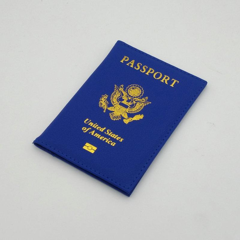 Personalisierte Leder USA Passhülle Personalisierter Reisepasshalter Amerikanische Geldbörse Hüllen für Reisepässe Mädchen Amerika blau