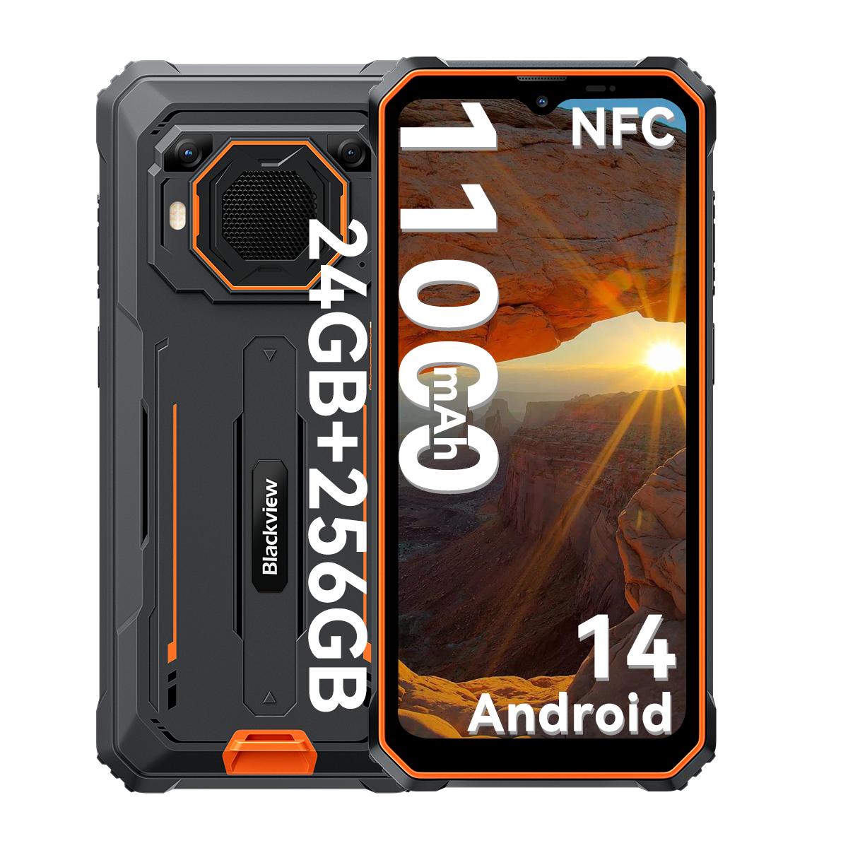 Blackview BV6200 Plus Smartphone 24 GB RAM 256 GB ROM Android 14 Robustes Telefon only cell phone orange