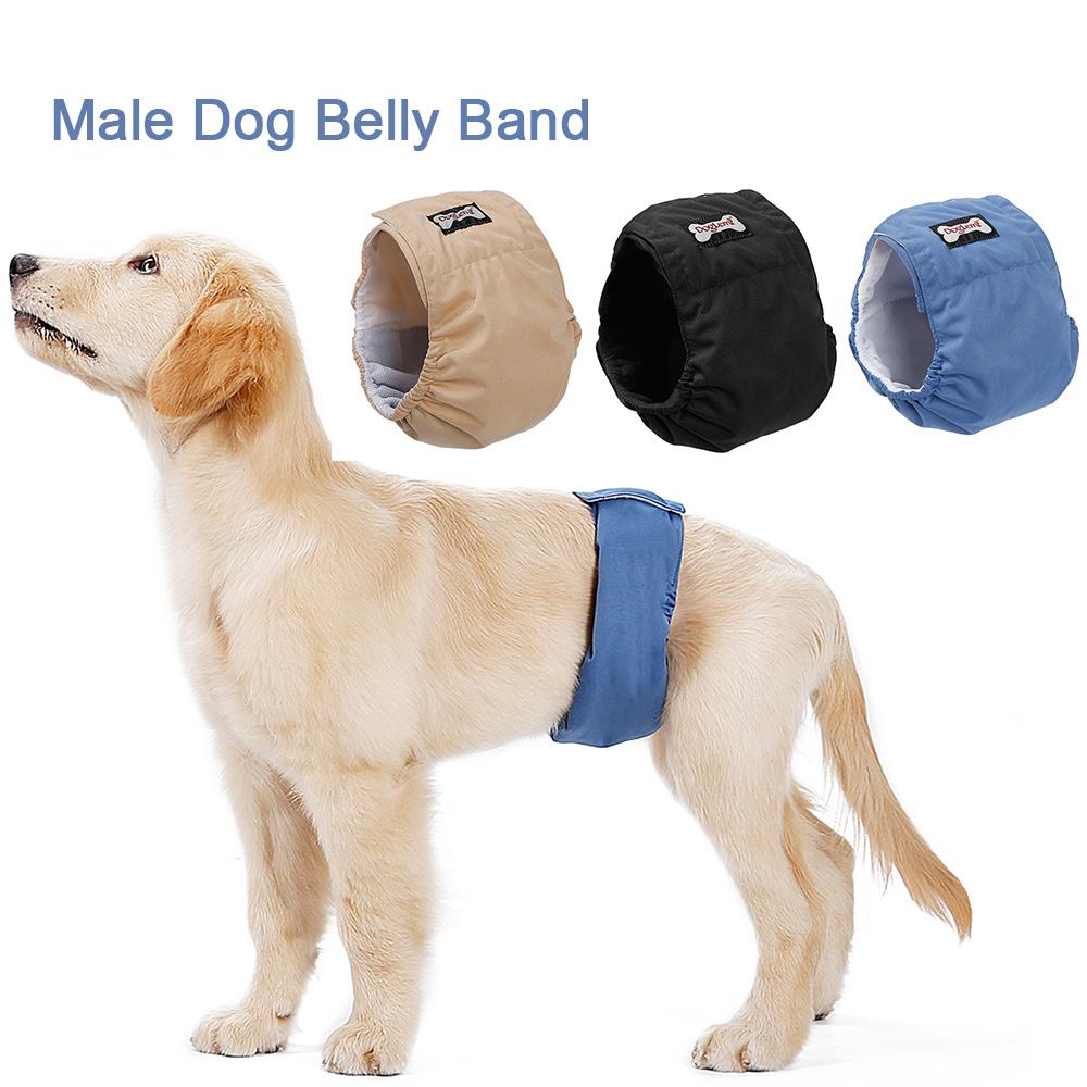 3 Stück waschbare Bauchband für männliche Hunde, wasserdicht, Windel für Toilettentraining, physiologische Hose für Hunde L blau/schwarz