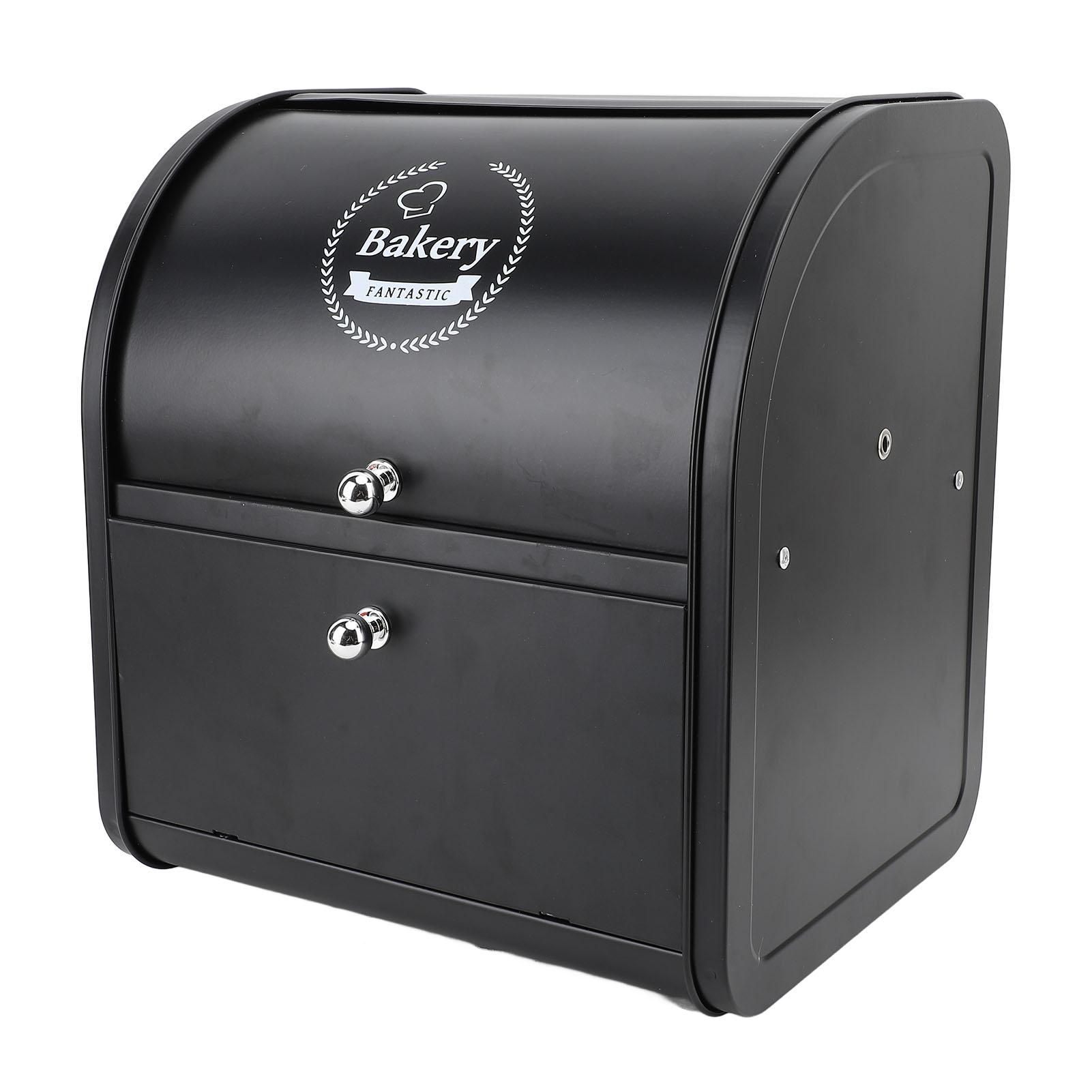 Doppelschichtiger Brotkasten, Brotaufbewahrungsbehälter aus Metall, multifunktionaler Brotaufbewahrungsbehälter mit großer Kapazität Flip Top Double Layer