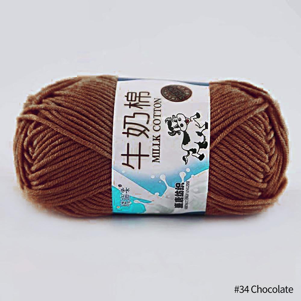 FEIJIEAST 50 g/Rolle Milch-Baumwollgarn, 5-lagig, Handstrickgarn, weich, warm, DIY-Baumwollfäden, Babywolle zum Handstricken, Häkelgarn schokoladenbraun