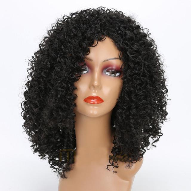 LISI HAIR Afro-Perücke für Damen, modisch, kurze lockige Perücke, synthetische Faser, blonde lockige Perücke für Frauen schwarz