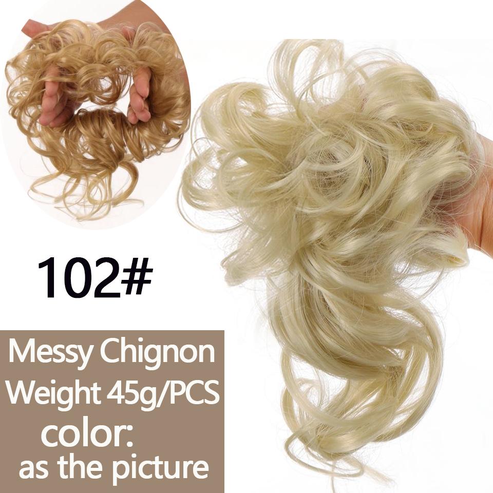 LUPU Blonde Schwarze Haarbänder, unordentlicher, lockiger Chignon-Dutt, synthetische Haargummis, künstliche Haarteile für Frauen, synthetische Haarverlängerung 1PC