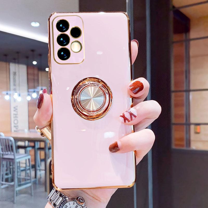 Luxus-Handyhülle für Samsung Galaxy A52 A52S 5G A72 A53 S21 S22 Ultra S20 FE Hinweis 20 9 S10 10 Plus A 53 Shell Cover Ringhalter For Samsung S21 FE rosa