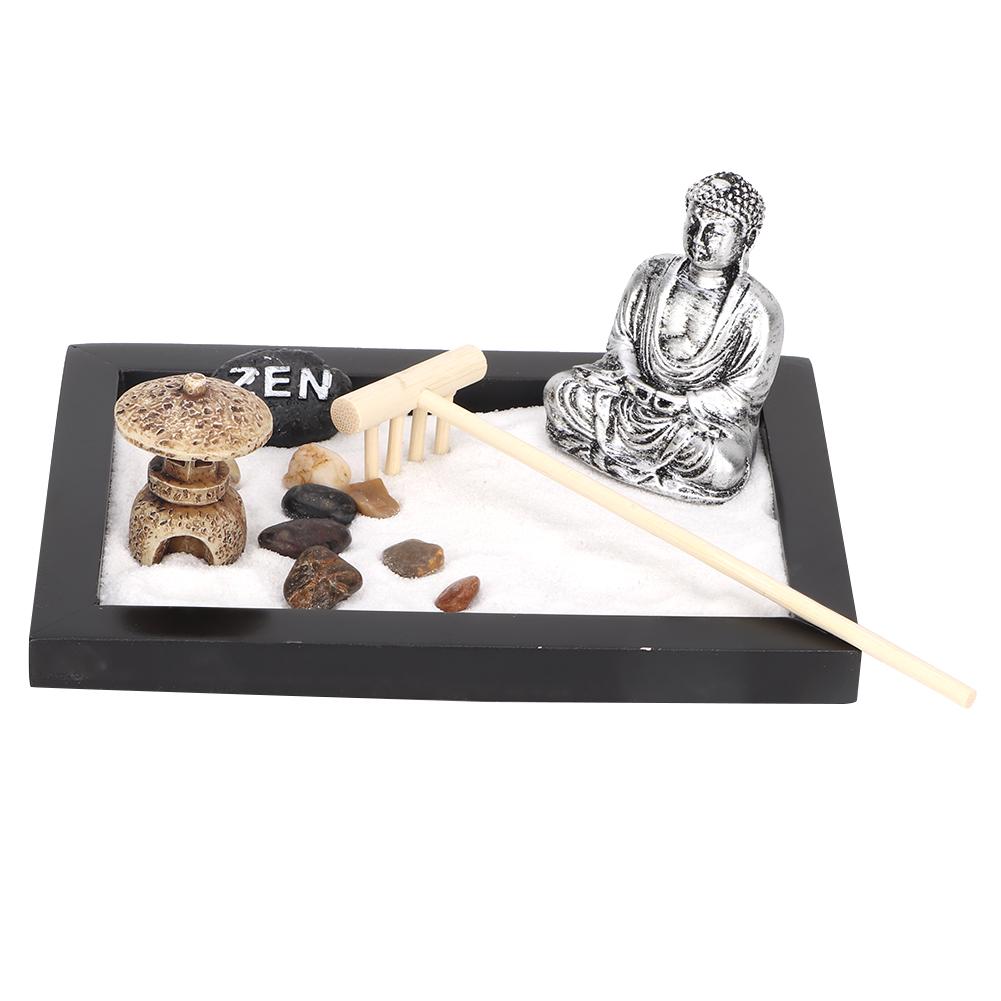 Klassische, einzigartige Zen-Sandkasten-Meditation, künstlerische Trockenlandschaft, Bürodekoration, Holzhandwerk