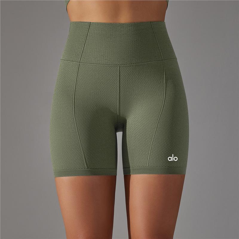 Nordamerika Alo Yoga Hohe Taille Damen Bauchkontrolle Po-Lifting Yoga-Shorts Large armee grüne
