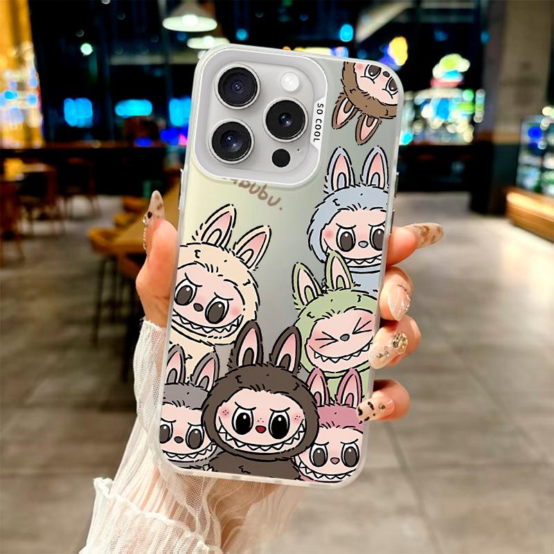 „Labubu‘s farbenfrohe, bezaubernde Clan“-Modehülle für iPhone 7 X 11 12 13 14 15 16 Series, für Samsung Galaxy Series A12 A23 A54 S21 S22 S23 S24 S25 … iPhone 7Plus/8Plus weiß