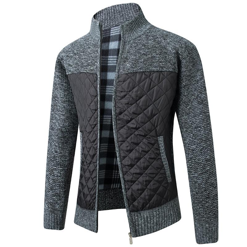 Herbst Winter Neue männer Jacke Slim Fit Stehkragen Zipper Jacke Männer Feste Dicke Warme Jacke Männer Pullover M dunkelgrau