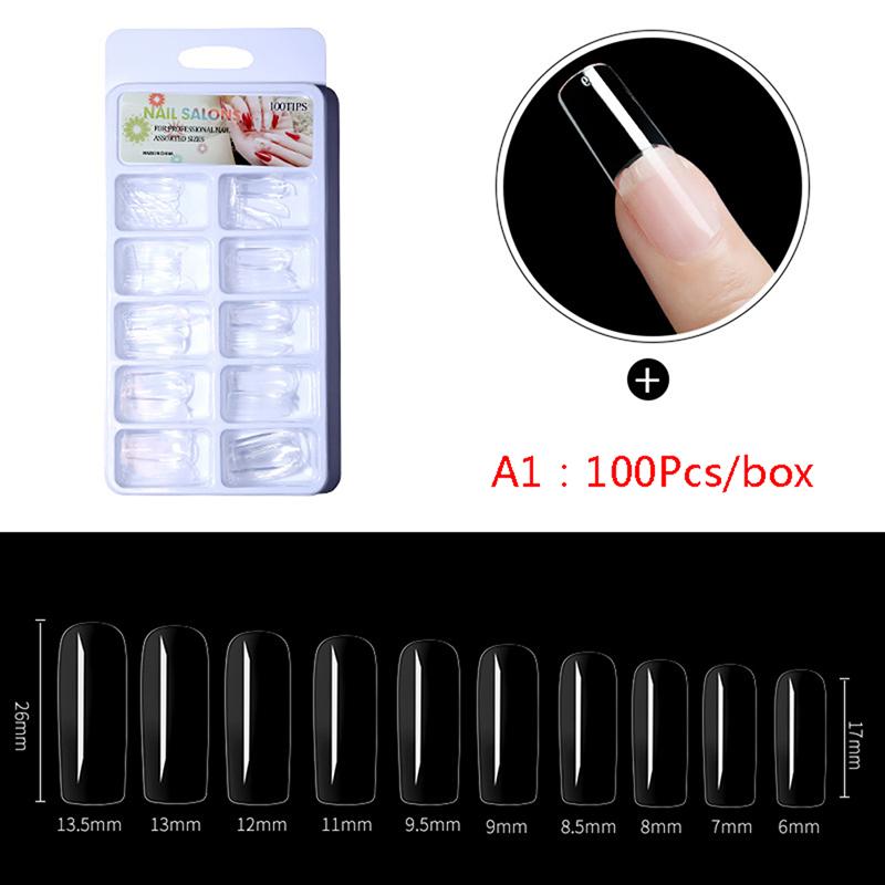 1 Box Transparente Sarg-Kunstnägel, klare Ballett-Sarg-Mandel-Kunstnägel-Spitzen