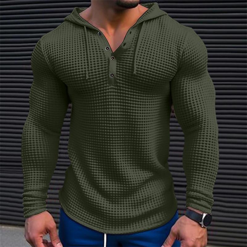 Herren Waffel Top Geknöpft Hoodie T-shirt Urlaub Langarm Casual Fashion Shirts Herren Hoodies & Sweatshirts Herren XXL