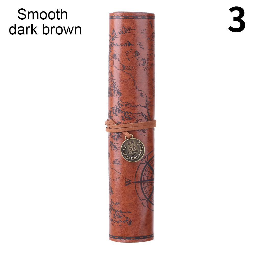 1 PCS Retro Schatz Karte Rolle Bleistift Fall PU Leder Große Kapazität Stift Tasche Make-Up Pinsel Tasche Pencilcase Schule Schreibwaren liefert 3