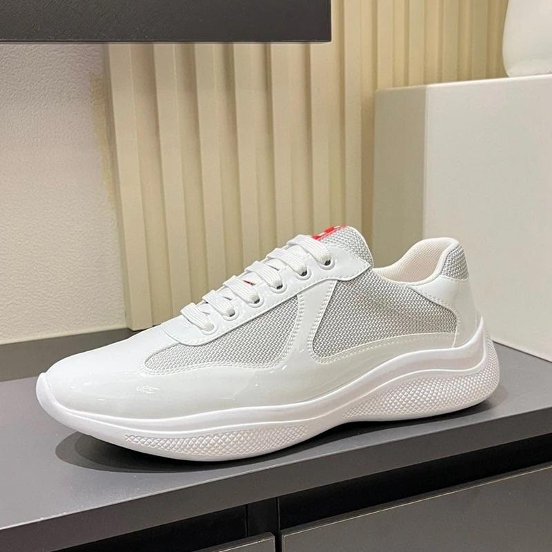 2025 Herrenmode, Persönlichkeit, Damen-Freizeit, voll ausgestattete Sportschuhe, Leder-Mesh, atmungsaktive Laufschuhe, Gummi-Außensohle 48 weiß