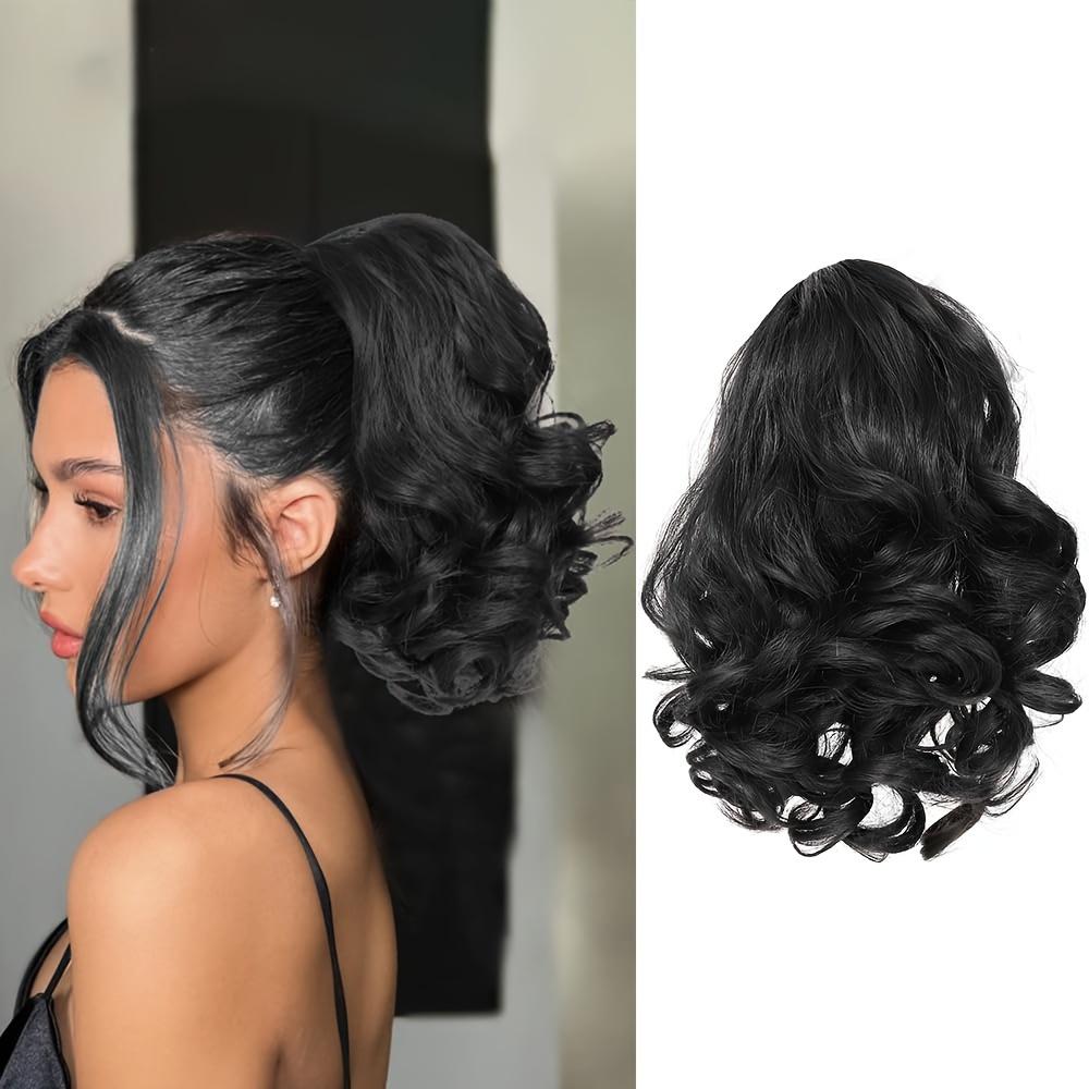 Pferdeschwanz, kurz, lockig, mit Kordelzug, Pferdeschwanz, Haarverlängerung, Kunsthaar, Pferdeschwanz, Haarteile für Frauen PY284-2