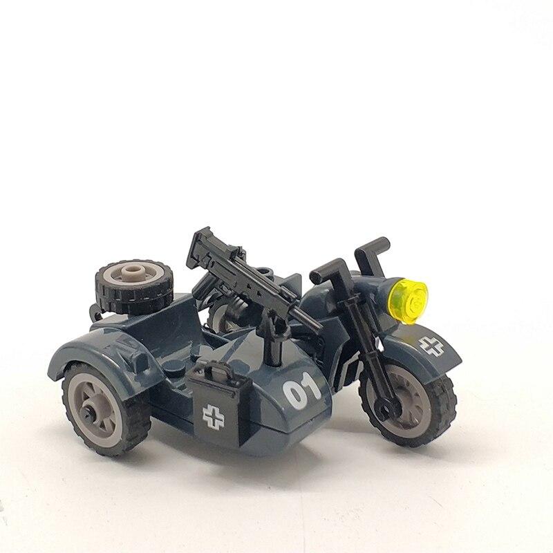 WW2 Militär Deutsche Motorrad Bausteine Japanische Armee Motorrad Modell Soldaten Teile Waffen Zubehör Blöcke Ziegel 3