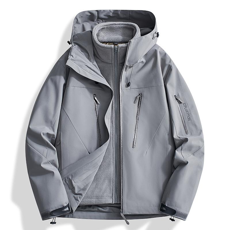 Damen 3-in-1-Skijacke, wasserdicht, winddicht, Winter-Schneemantel, Snowboardjacke, warmer Regenmantel XL grau