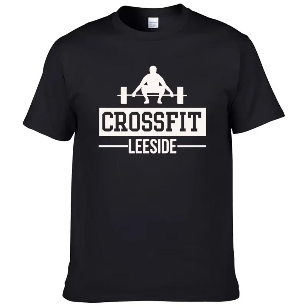 2024 Marke Crossfit Fitness T-Shirts Herren Kurzarm Rundhals T-Shirts Herren Bodybuilding Freizeit T-Shirts #193 XXL schwarz