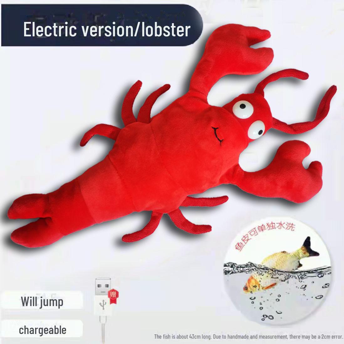 USB Elektrisches Katzenspielzeug: Hüpfender Hummer & Garnelen Plüschtier