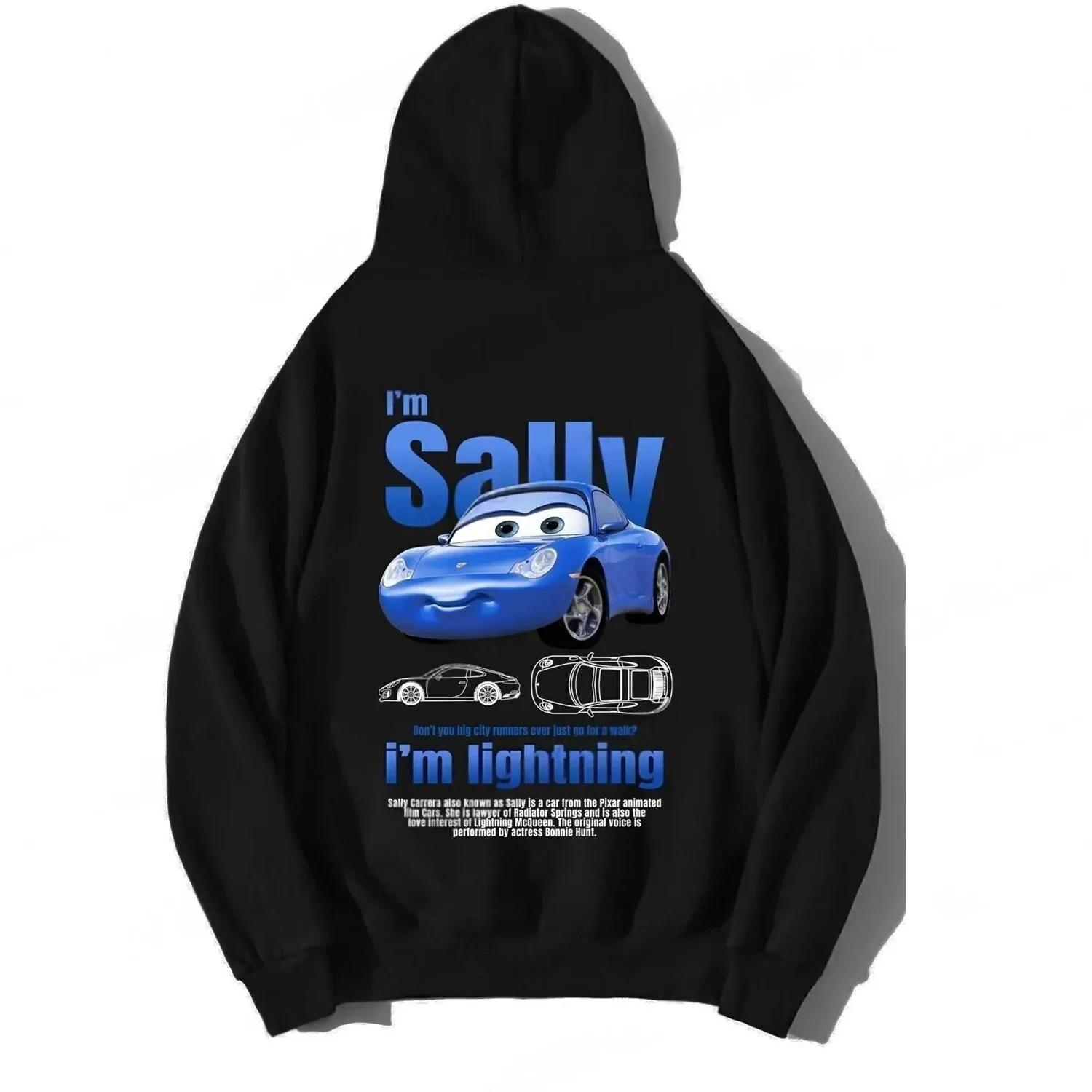 Autos Cartoon Print Hoodies Lightning McQueen Hoodies Oversized Anzug Herren Damen Sweatshirt Partneroutfit Kleidung L gold