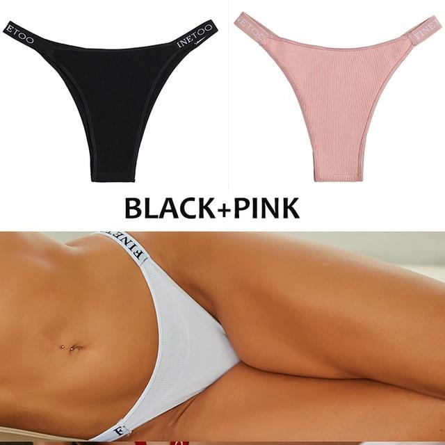 FINETOO 2 Teile/satz Frauen Baumwolle Höschen G-string Sexy Cross Strap Unterwäsche Brief Taille Unterwäsche Tangas Weibliche Aushöhlen Dessous XL