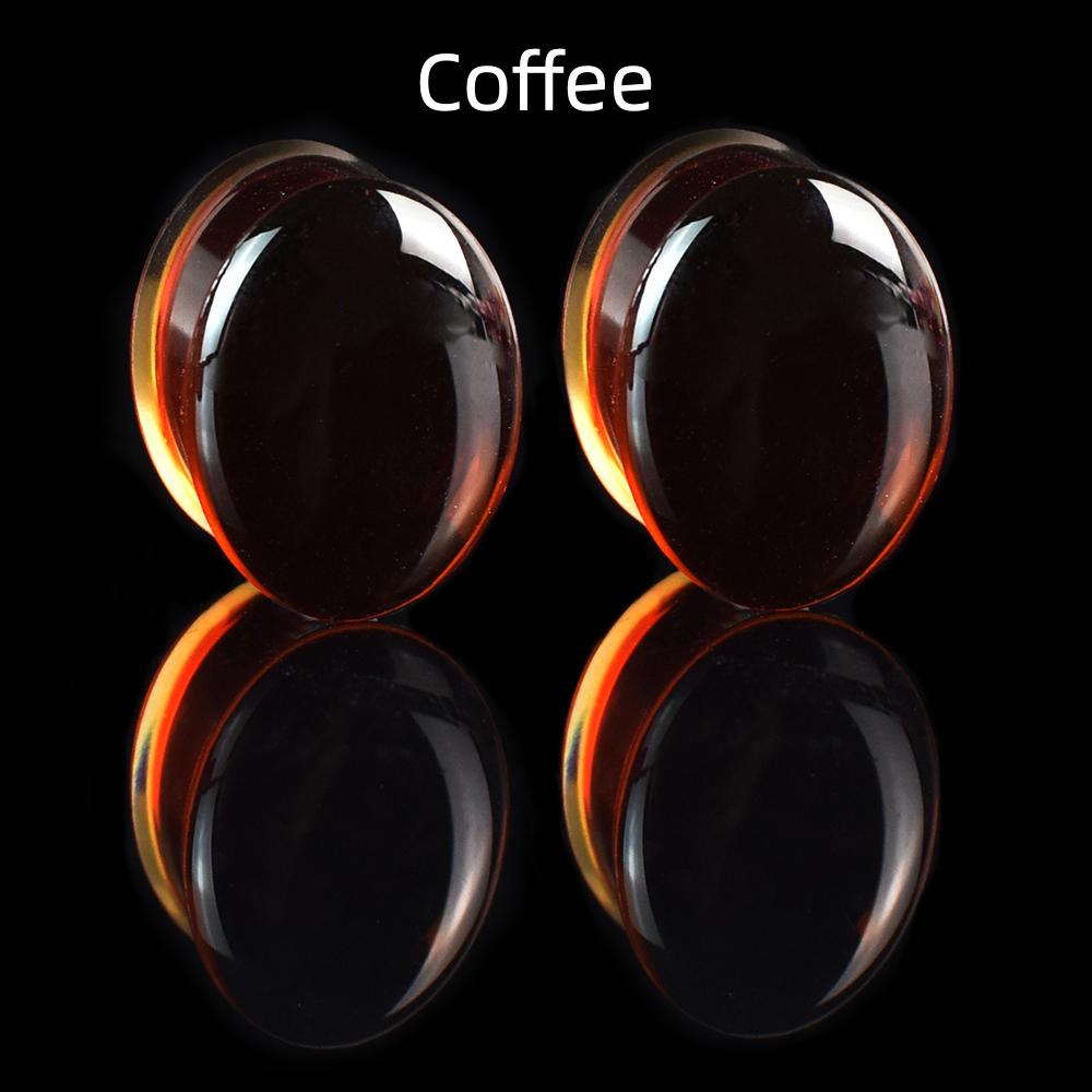 2 Stück 8–50 mm bunte ovale Ohr-Plug-Tunnel Messgeräte Ohr-Keil-Expander-Körper-Piercing-Schmuck für Damen und Herren 50mm kaffeebraun
