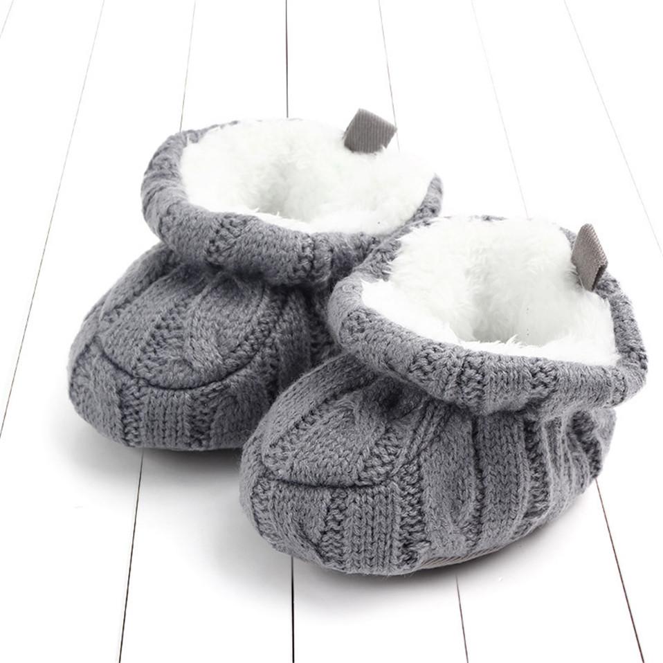Baby-Winterschuhe für Neugeborene, weiche Sohle, Winter, Kleinkind, warm halten, erste Wanderschuhe 11 grau
