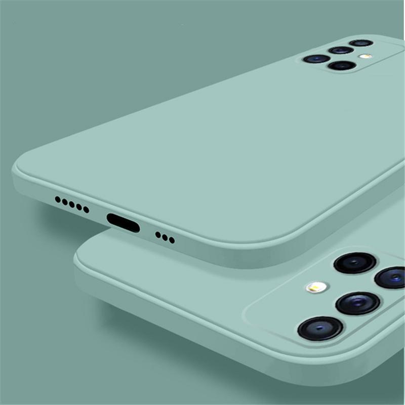A53 A73 A33 A23 Hülle Hautgefühl Weiche flüssige Silikonhüllen für Samsung Galaxy A53 A23 A33 A73 A13 A22 A32 A52 A72 A51 A71 M32 M33 M53 5G 4G Rückseite Samsung Galaxy A33 5G helle cyan