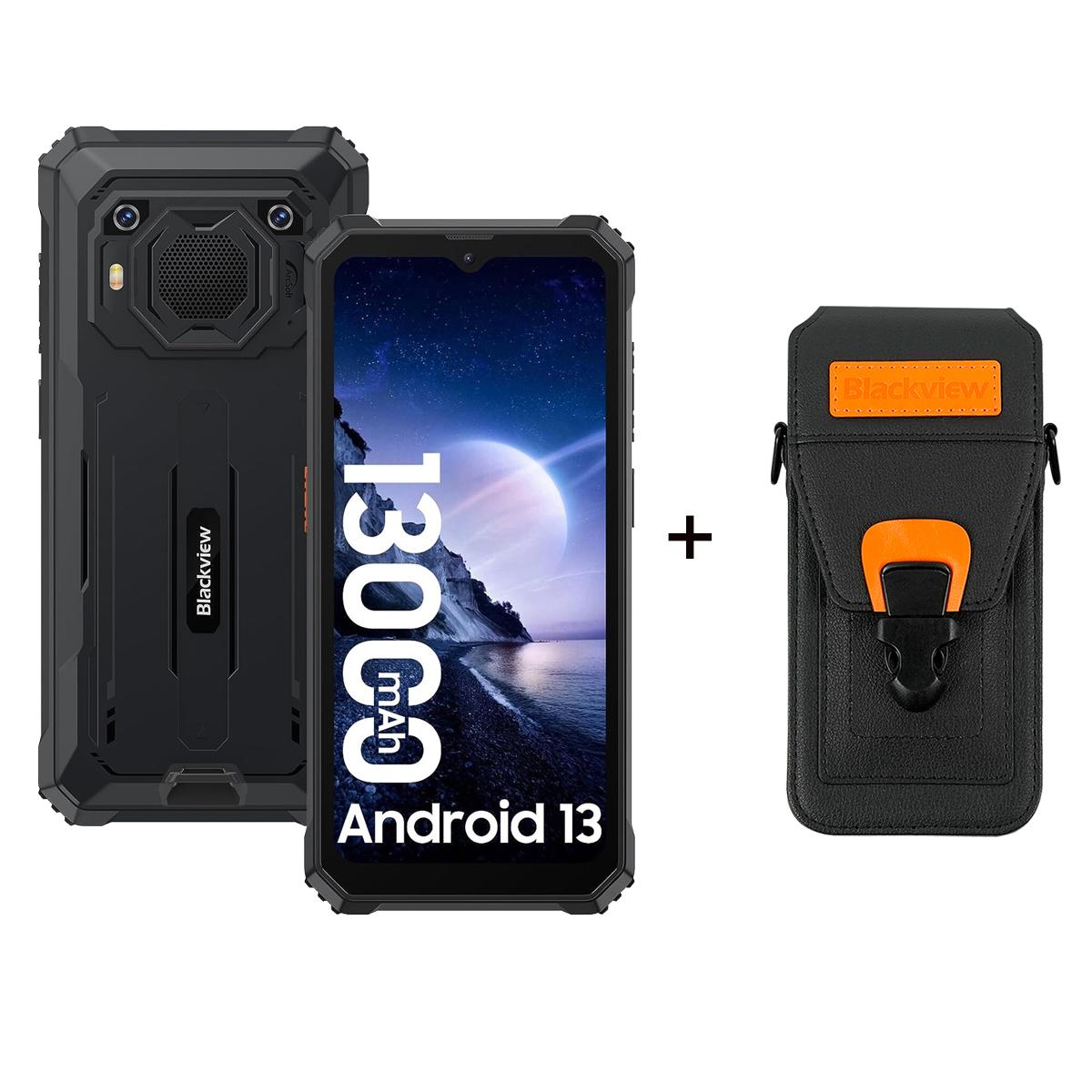 Überholtes robustes Blackview BV6200-Telefon 8 GB 64 GB 13000 mAh Andriod13 Octa-Core-Mobiltelefon 6,56 Zoll wasserdichtes Smartphone with a phonecase schwarz