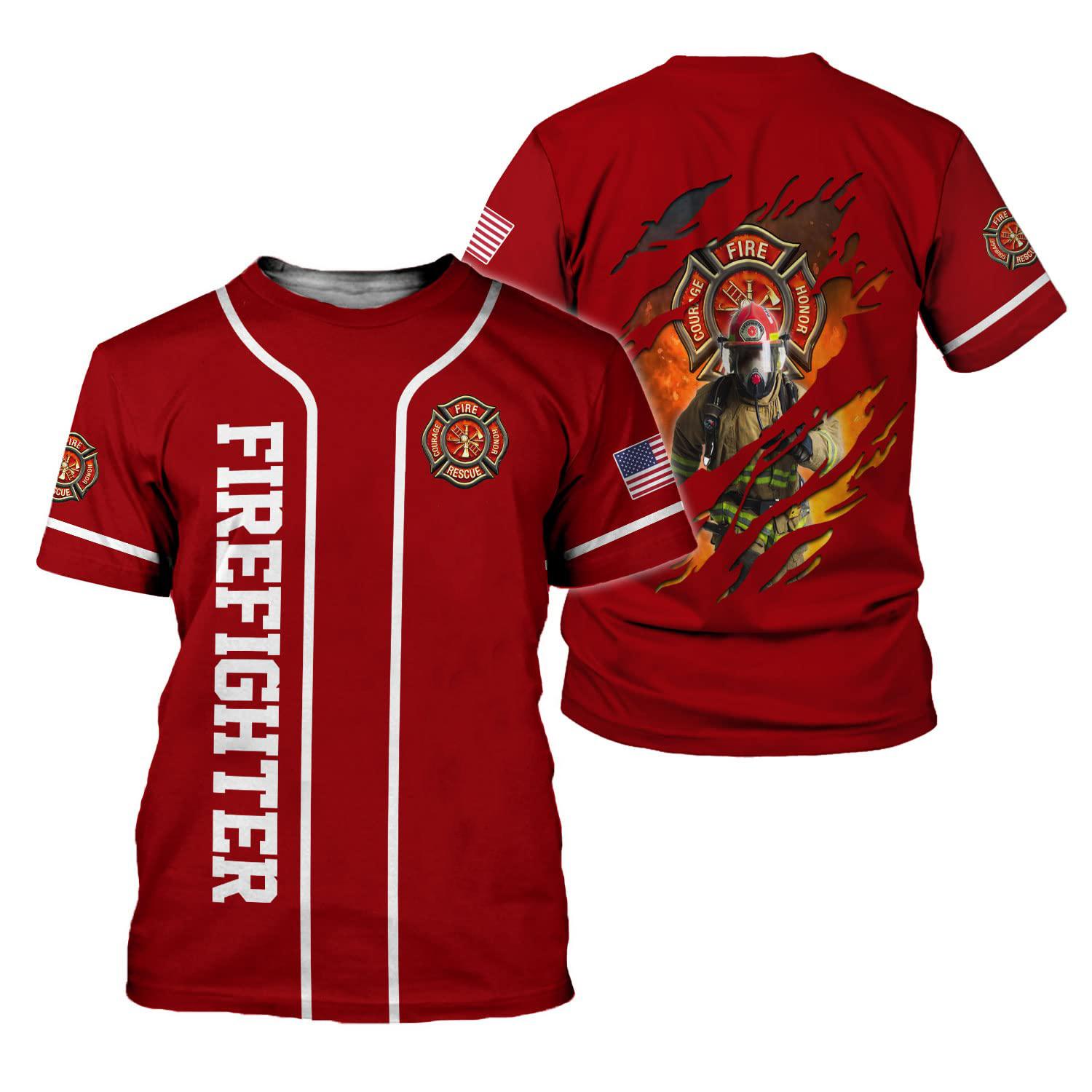 Feuerwehrmann T-Shirts Feuerwehrmann 3D Druck Männer Frauen Casual Kurzarm T-Shirt Streetwear Übergroße Harajuku Kinder Tees Top Kleidung XL