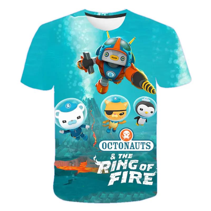 Kindermode Oktomaus Aufdruck Kurzarm Oberteil Sommer Jungen und Mädchen T-Shirt Eltern-Kind 160