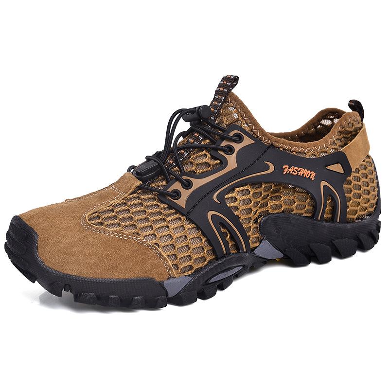 Sommer Herrenschuhe Atmungsaktive Schuhe Herren Mesh Schuhe Neue Mesh Sommer Trendy Schuhe Sport Outdoor Freizeit Bergsteigen Schuhe 38 braun