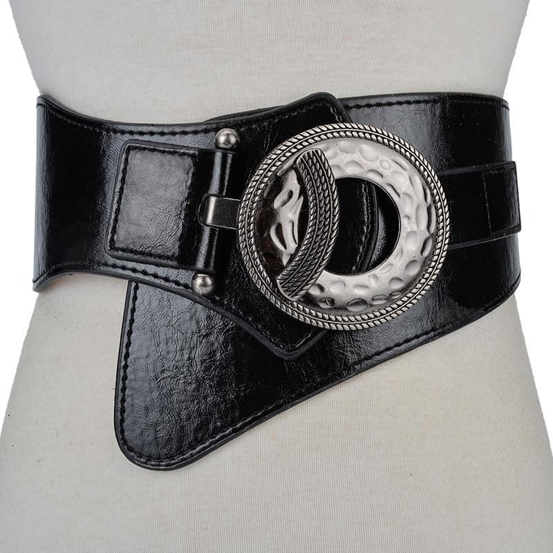 Mode Damen Vintage Check Stil Taille Gürtel Super Breite PU + Rindsleder Einstellbare Hemd Abnehmen Korsett Kummerbund Gürtel Gürtel frauen schwarz