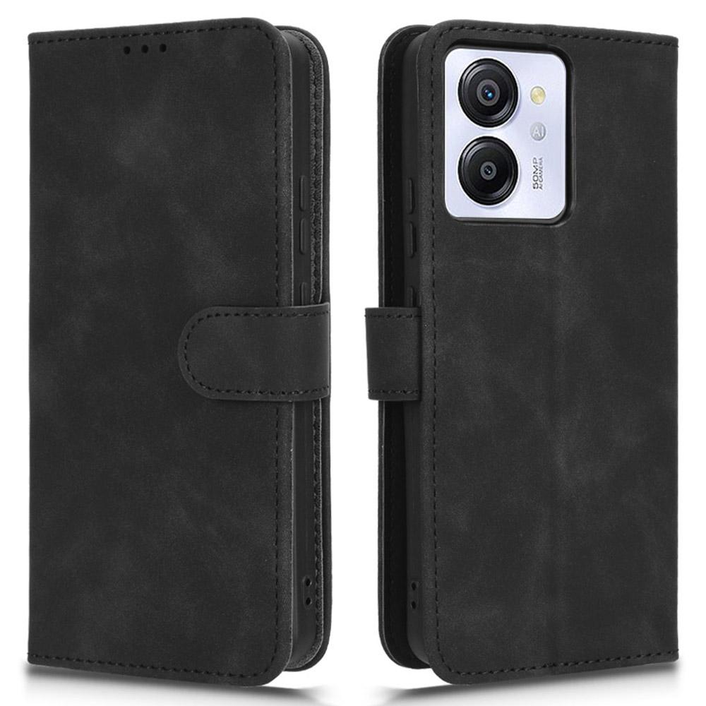 Für Blackview Color 8 Hülle, kratzfestes PU-Leder Flip Phone Cover Black